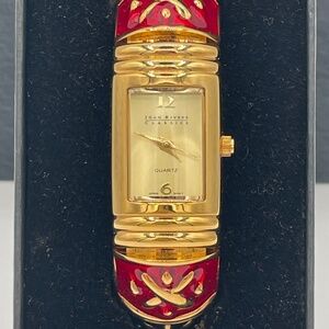 Joan Rivers Women Fashion Cuff Enamel Bangle Analog Jewel Tones